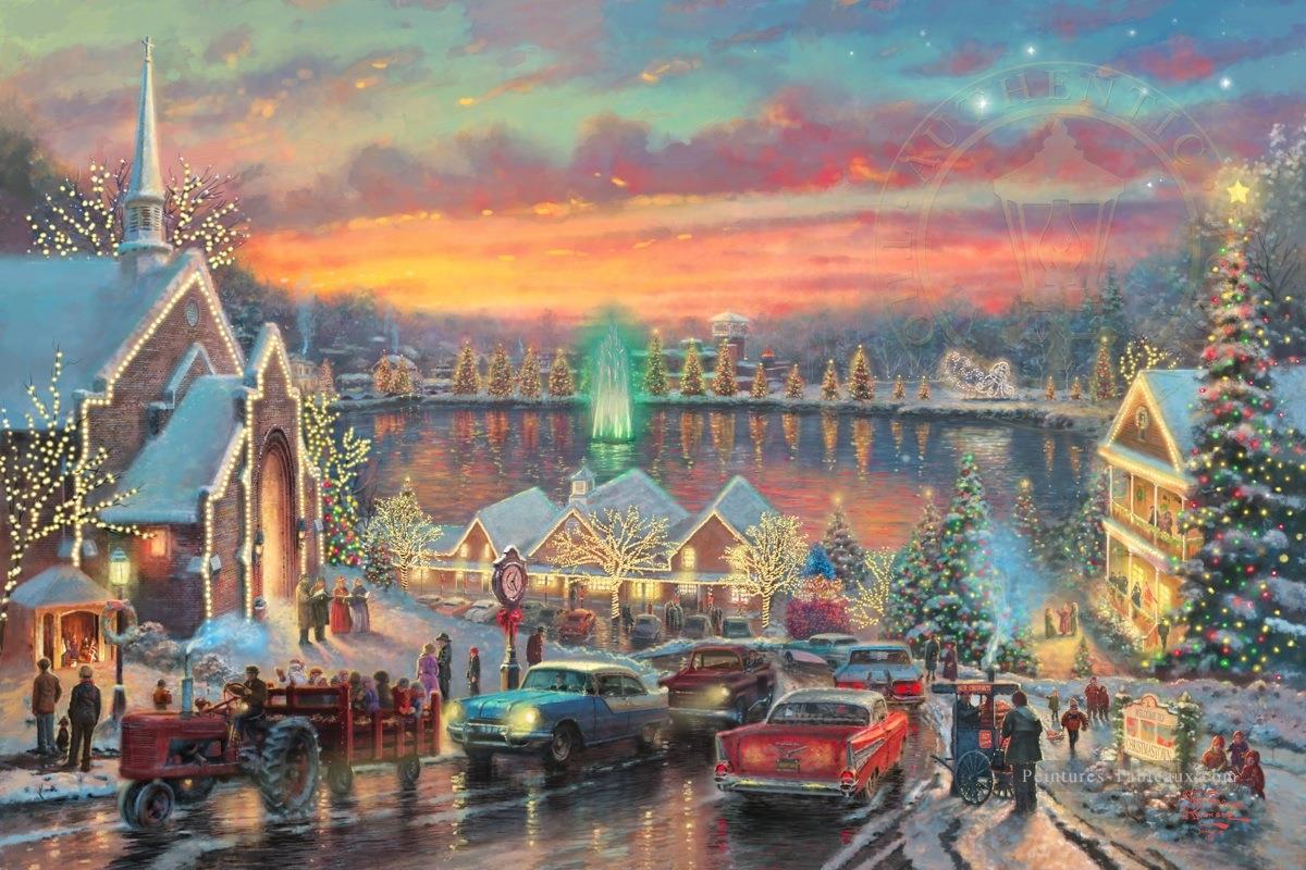 The Lights of Christmastown TK Christmas Peintures à l'huile